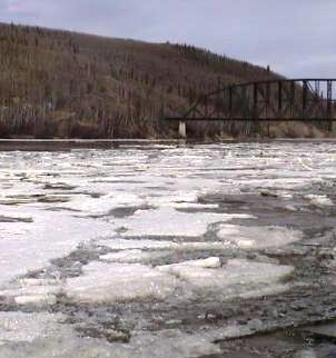 The tanana river in alaska as the ice is breaking up