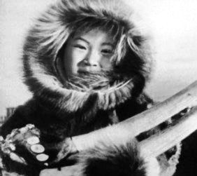 yupik indian woman with walrus tusks