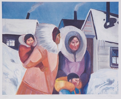 Claire Fejes painting of Alaska life